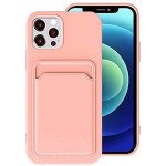 Wholesale Slim TPU Soft Card Slot Holder Sleeve Case Cover for Apple iPhone 12 / 12 Pro 6.1 (Pink)