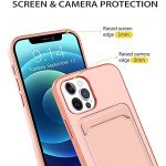 Wholesale Slim TPU Soft Card Slot Holder Sleeve Case Cover for Apple iPhone 12 / 12 Pro 6.1 (Pink)