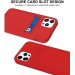 Wholesale Slim TPU Soft Card Slot Holder Sleeve Case Cover for Apple iPhone 12 / 12 Pro 6.1 (Red)