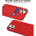 Wholesale Slim TPU Soft Card Slot Holder Sleeve Case Cover for Apple iPhone 12 Pro Max (Red)