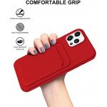 Wholesale Slim TPU Soft Card Slot Holder Sleeve Case Cover for Apple iPhone 12 Pro Max (Red)