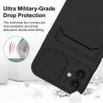 Wholesale Silicone Card Slot Holder Sleeve Case with Camera Lens Protector Cover for Apple iPhone 12 Pro Max (Black)