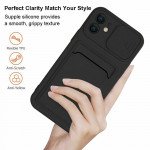 Wholesale Silicone Card Slot Holder Sleeve Case with Camera Lens Protector Cover for Apple iPhone 12 / 12 Pro 6.1 (Black)