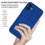 Wholesale Silicone Card Slot Holder Sleeve Case with Camera Lens Protector Cover for Apple iPhone 12 Pro Max (Navy Blue)