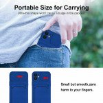 Wholesale Silicone Card Slot Holder Sleeve Case with Camera Lens Protector Cover for Apple iPhone 12 Pro Max (Navy Blue)