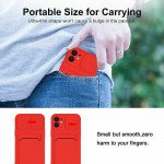Wholesale Silicone Card Slot Holder Sleeve Case with Camera Lens Protector Cover for Apple iPhone 12 / 12 Pro 6.1 (Red)