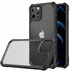 Super Armor Carbon Fiber Design Hybrid Case for Apple iPhone 12 / 12 Pro 6.1 (Black)