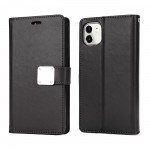 Wholesale Multi Pockets Folio Flip Leather Wallet Case with Strap for Apple iPhone 13 Pro Max (6.7) (Black)