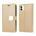 Wholesale Multi Pockets Folio Flip Leather Wallet Case with Strap for Apple iPhone 13 Pro Max (6.7) (Gold)