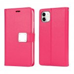 Wholesale Multi Pockets Folio Flip Leather Wallet Case with Strap for Apple iPhone 13 Pro (6.1) (Hot Pink)