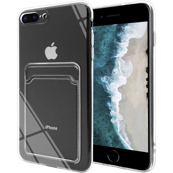 Wholesale Slim TPU Soft Card Slot Holder Sleeve Case Cover for Apple iPhone 8 Plus / 7 Plus / 6 Plus (Clear)