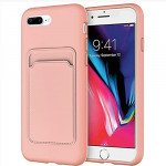 Wholesale Slim TPU Soft Card Slot Holder Sleeve Case Cover for Apple iPhone 8 Plus / 7 Plus / 6 Plus (Pink)