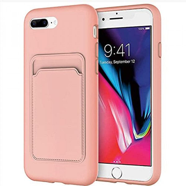 Wholesale Slim TPU Soft Card Slot Holder Sleeve Case Cover for Apple iPhone 8 Plus / 7 Plus / 6 Plus (Pink)