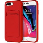 Wholesale Slim TPU Soft Card Slot Holder Sleeve Case Cover for Apple iPhone 8 Plus / 7 Plus / 6 Plus (Red)
