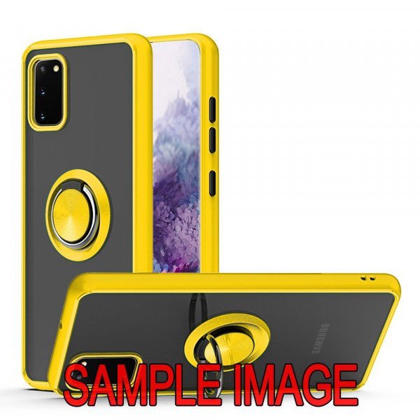 Wholesale Tuff Slim Armor Hybrid Ring Stand Case for Samsung Galaxy A42 5G (Yellow)