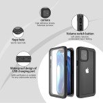 Wholesale Waterproof IP68 Snowproof Shockproof Heavy Duty Case with Built In Screen Protector for Apple iPhone 12 [6.1] (Black)