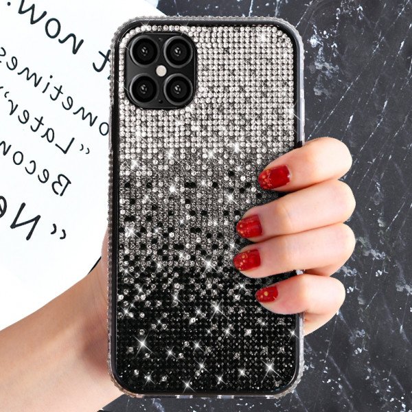 Wholesale Rhinestone Gradient Bling Glitter Sparkle Diamond Crystal Case for Apple iPhone 12 Pro Max 6.7 (Black)