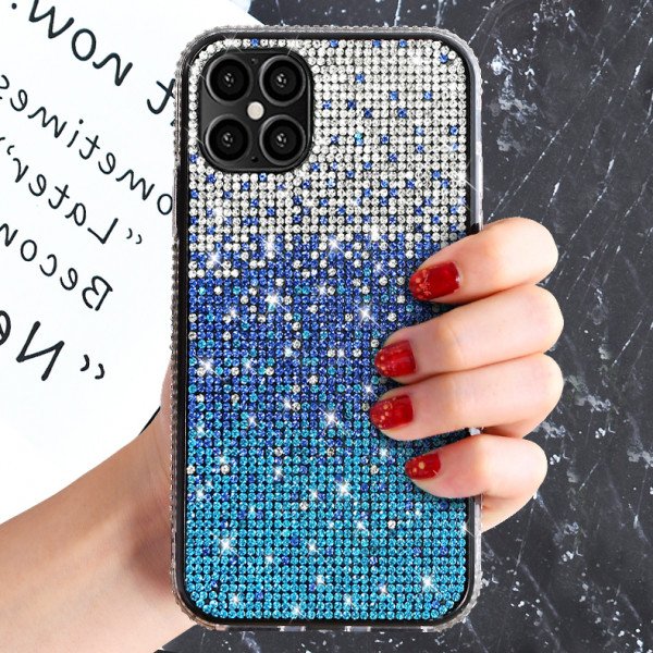 Wholesale Rhinestone Gradient Bling Glitter Sparkle Diamond Crystal Case for Apple iPhone 12 / 12 Pro 6.1 (Blue)