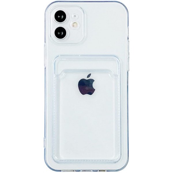 Wholesale Slim TPU Soft Card Slot Holder Sleeve Case Cover for Apple iPhone 12 Pro Max (Clear)