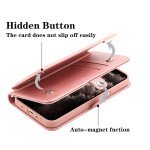 Wholesale Double Layer Card Slots Flip Wallet Case with Strap and Stand for Apple iPhone 13 Pro Max [6.7] (Navy Blue)