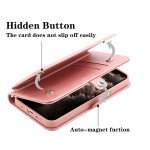 Wholesale Double Layer Card Slots Flip Wallet Case with Strap and Stand for Apple iPhone 13 Pro Max [6.7] (Red)