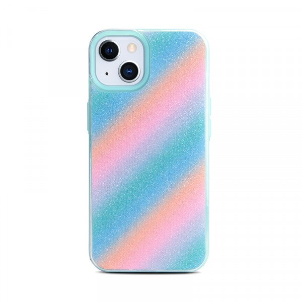 Wholesale Shiny Glitter Design Armor Hybrid Protective Case for Apple iPhone 13 [6.1] / 16e (Blue)