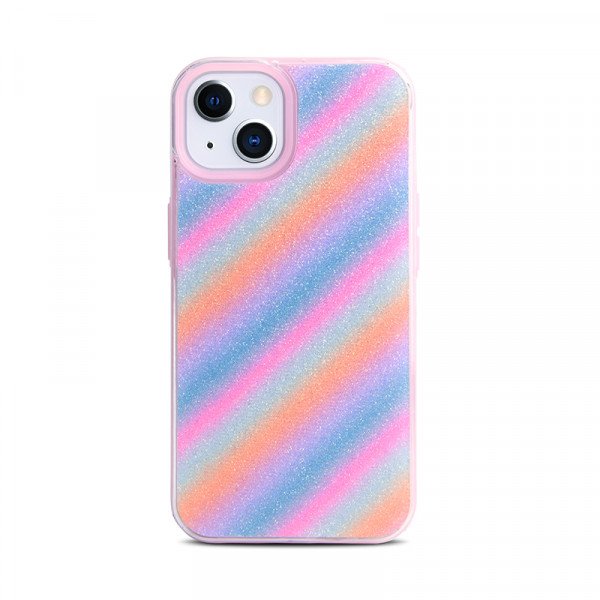 Wholesale Shiny Glitter Design Armor Hybrid Protective Case for Apple iPhone 13 [6.1] / 16e (Pink)