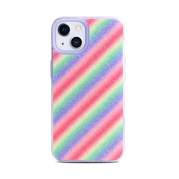 Wholesale Shiny Glitter Design Armor Hybrid Protective Case for Apple iPhone 13 [6.1] / 16e (Purple)