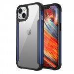 Wholesale Clear Iron Armor Hybrid Chrome Case for Apple iPhone 13 (6.1) (Navy Blue)