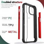 Wholesale Clear Iron Armor Hybrid Chrome Case for Apple iPhone 13 (6.1) (Silver)