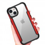Wholesale Clear Iron Armor Hybrid Chrome Case for Apple iPhone 13 (6.1) (Silver)