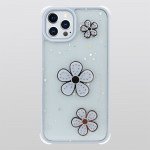 Glitter Jewel Diamond Armor Bumper Case with Camera Lens Protection Cover for Apple iPhone 13 Pro Max [6.7] (Flower Purple)