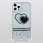 Glitter Jewel Diamond Armor Bumper Case with Camera Lens Protection Cover for Apple iPhone 13 Pro [6.1] (Heart Purple)