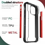Wholesale Clear Iron Armor Hybrid Chrome Case for Apple iPhone 13 Pro (6.1) (Silver)