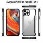 Wholesale Clear Iron Armor Hybrid Chrome Case for Apple iPhone 13 Pro Max (6.7) (Black)