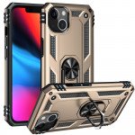 Wholesale Tech Armor Ring Stand Grip Case with Metal Plate for Apple iPhone 13 (6.1) / 16e (Gold)