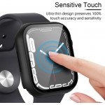 Wholesale Tempered Glass Screen Protector Full Coverage Shockproof Cover Case for Apple Watch Series 8 / 7 [41MM] (Black)