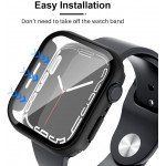 Wholesale Tempered Glass Screen Protector Full Coverage Shockproof Cover Case for Apple Watch Series 9/8/7 [41MM] (Black)