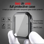 Wholesale Tempered Glass Screen Protector Full Coverage Shockproof Cover Case for Apple Watch Series 9/8/7 [45MM] (Gold)