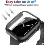 Wholesale Tempered Glass Screen Protector Full Coverage Shockproof Cover Case for Apple Watch Series 8 / 7 [45MM] (Black)