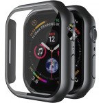 Tempered Glass Screen Protector Full Coverage Shockproof Cover Case for Apple Watch Series 8 / 7 [45MM] (Black)