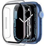 Wholesale Tempered Glass Screen Protector Full Coverage Shockproof Cover Case for Apple Watch Series 8 / 7 [45MM] (Clear)