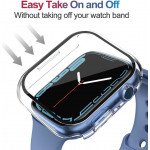 Wholesale Tempered Glass Screen Protector Full Coverage Shockproof Cover Case for Apple Watch Series 8 / 7 [45MM] (Clear)