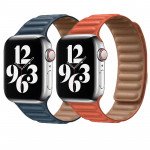 Wholesale Adjustable PU Leather Strap with Magnetic Closure System for Apple Watch Series Ultra/9/8/7/6/5/4/3/2/1/SE - 49MM/45MM/44MM/42MM (Navy Blue)