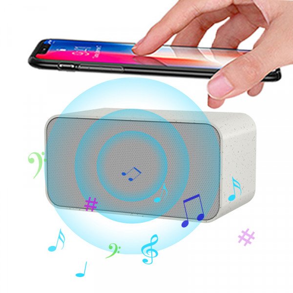 Wholesale 2-in-1 Hi-Fi Bluetooth Speaker with Wireless Charger – Sleek, Portable, High Volume Sound B83 for Universal Cell Phone And Bluetooth Device (White)