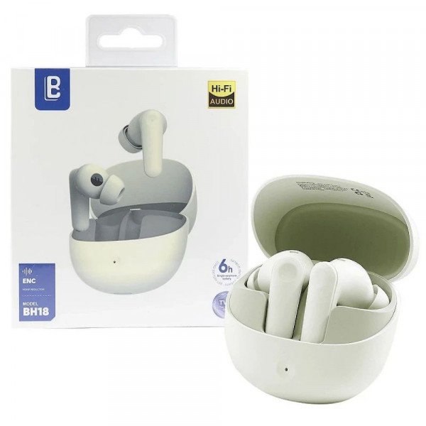 Wholesale Premium TWS Bluetooth Wireless Earbuds with Crystal Clear HIFI Sound Quality and Deep Bass BH18 for Universal Cell Phone And Bluetooth Device (Beige)