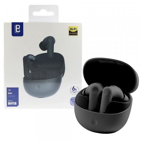 Wholesale Premium TWS Bluetooth Wireless Earbuds with Crystal Clear HIFI Sound Quality and Deep Bass BH18 for Universal Cell Phone And Bluetooth Device (Black)