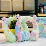 Wholesale Cute Cartoon Ear Fluffy Plush Girly Bluetooth Wireless Headphone Headset with Built in Mic BK696 for Universal Cell Phone And Bluetooth Device (Rainbow Pink)