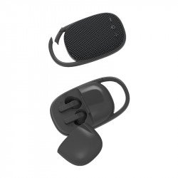 Bluetooth Speaker and In-Ear Earbud 2 in 1 Combo With Portable Hook Handle Design BT11 for Universal Cell Phone And Bluetooth Device (Black)
