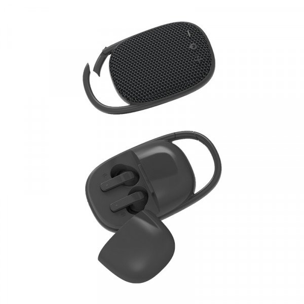 Wholesale Bluetooth Speaker and In-Ear Earbud 2 in 1 Combo With Portable Hook Handle Design BT11 for Universal Cell Phone And Bluetooth Device (Black)